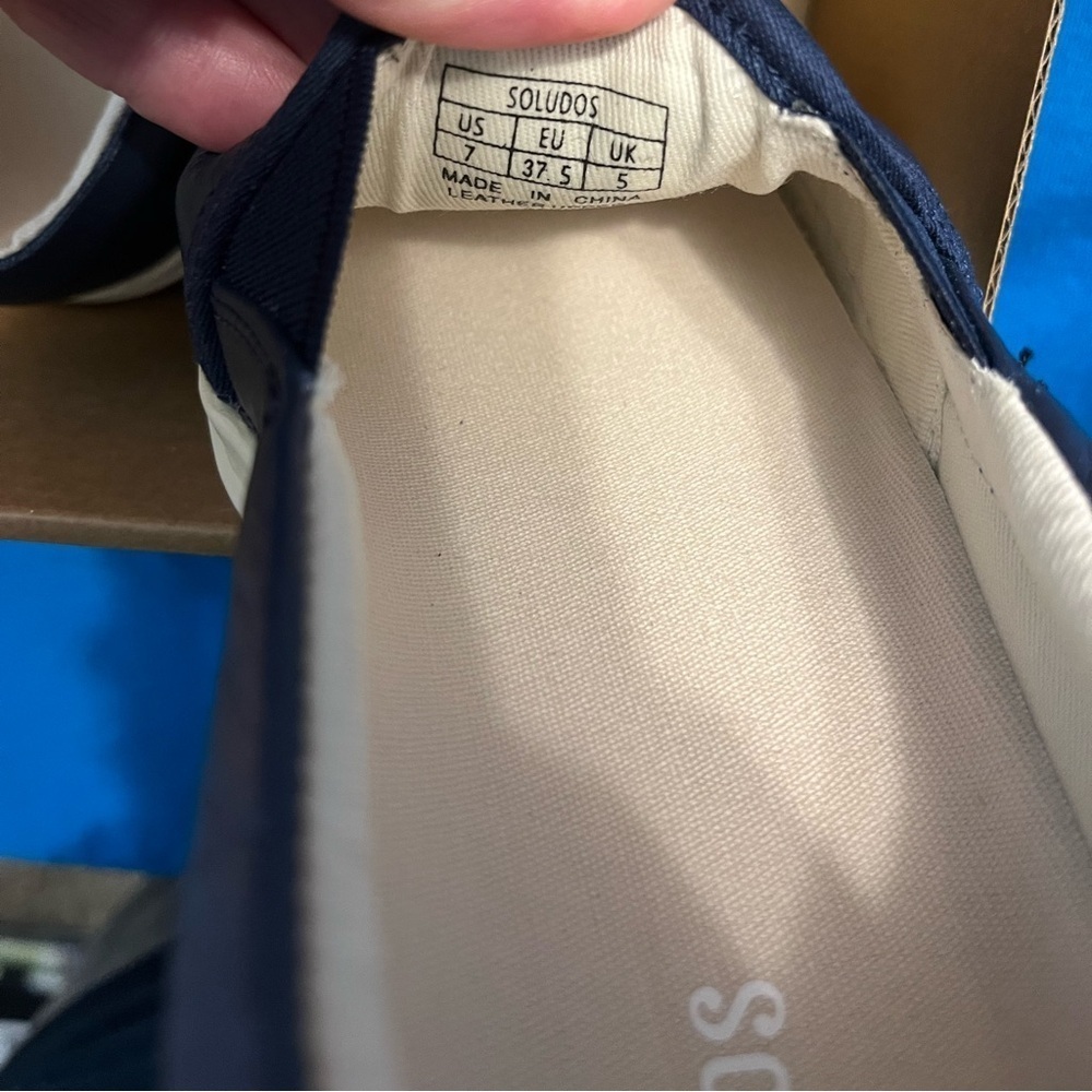 Hot๐ฅNew in Box Ibiza Marine Blue Slip On Leather Sneakers by Soludos - Picture 8 of 8